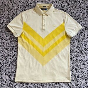 J.Lindeberg Ace Tx Jacquard Polo Shirt Light Yellow Short Sleeve Men’s Medium